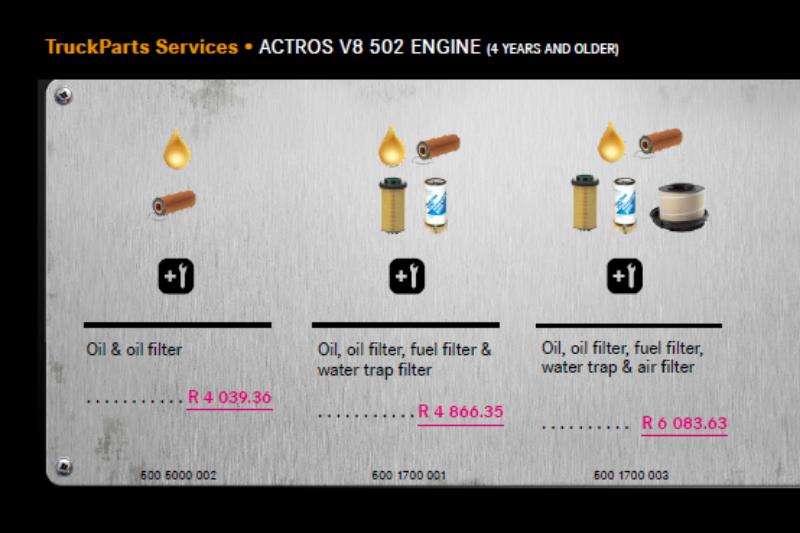 Truck accessories MB Actros V8 502  Engine Service Package