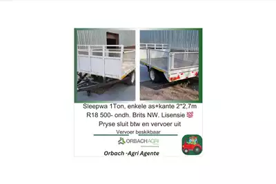 Agricultural Trailers 1 ton single axle - 2m x 2.7m