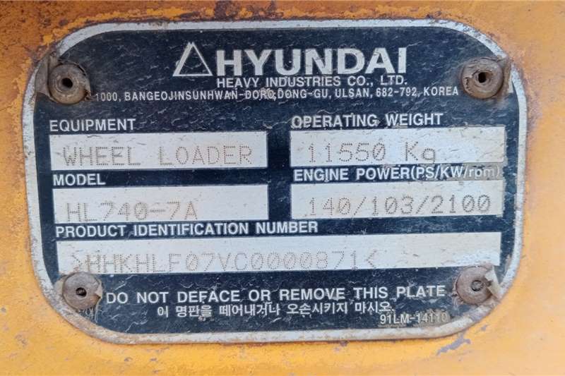 Hyundai Loaders Hyundai HL740 7A