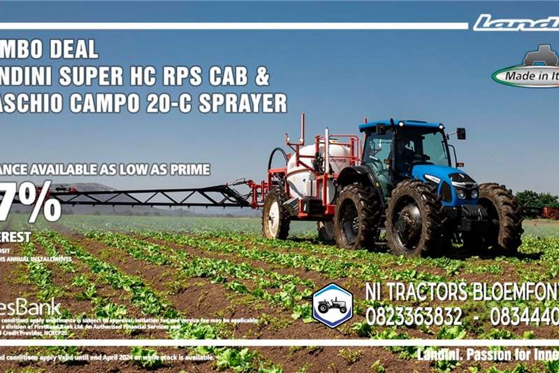 Landini Tractors 4WD tractors PROMO   Landini Super HC RPS CAB & Maschio Sprayer for sale by N1 Tractors | AgriMag Marketplace
