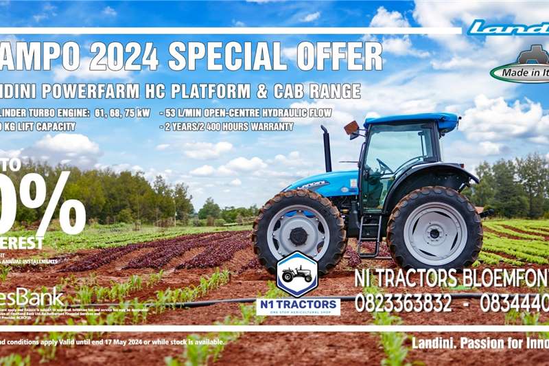 Landini Tractors 4WD tractors NAMPO 2024 SPECIAL POWERFARM PLAT AND CAB RANGE