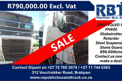 Volvo Truck tractors V4 FH440 Globetrotter   4 x Units Available 2018 for sale by Republic Bus and Truck cc | Truck & Trailer Marketplace