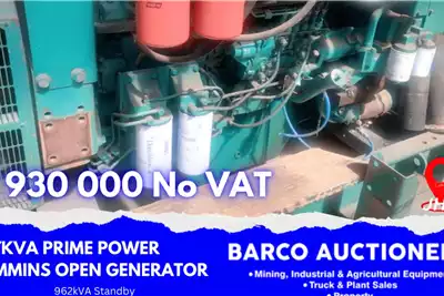 Cummins Generator 837kVA Prime Power Cummins Open Generator for sale by Barco Auctioneers | AgriMag Marketplace