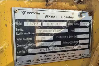 Foton Loaders LOVOL FL 966F  II 2015 for sale by Nuco Auctioneers | AgriMag Marketplace