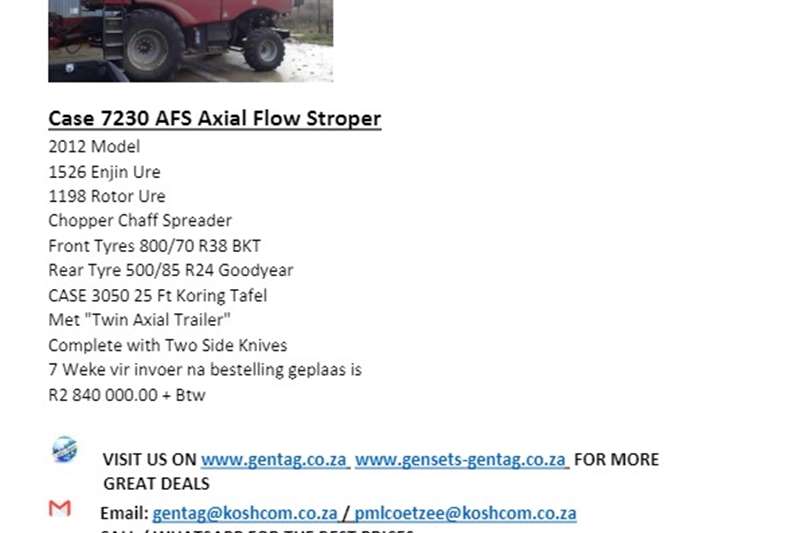 Forage harvesters Case 7230 AFS Axial Flow Stroper Harvesting equipment