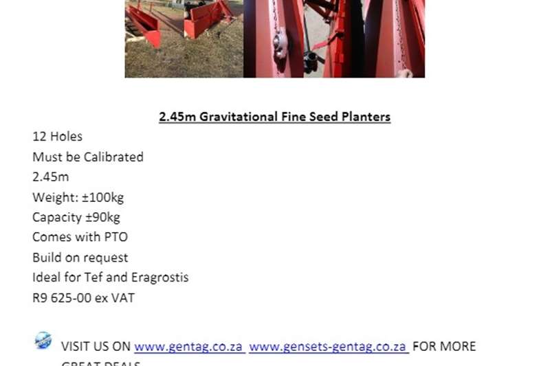 Seeders 2.45m Gravitational Fine Seed Planters Planting and seeding equipment