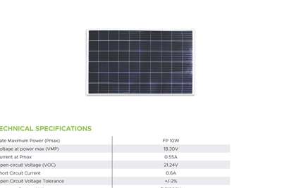 Solar solutions 10W Polycrystalline Solar Panel Technology and power